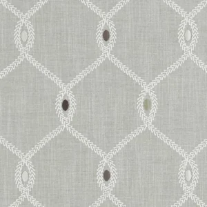 black-grey geometric embroideried fabric from Clarke & Clarke