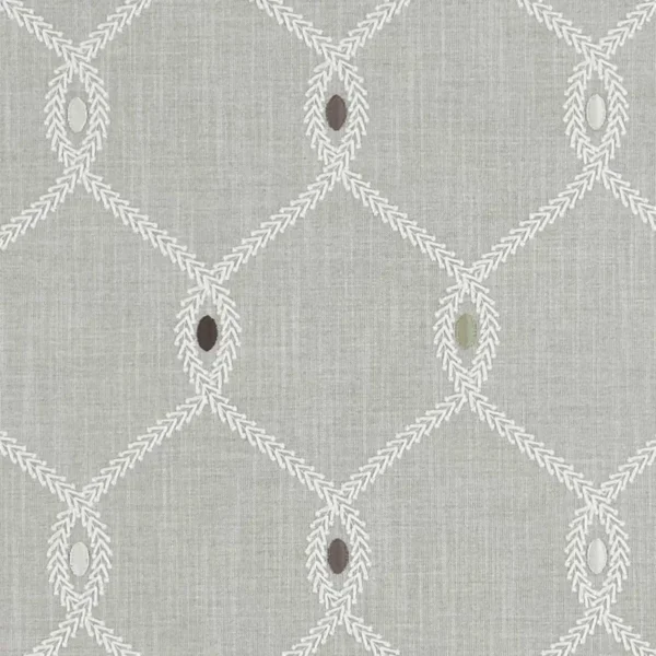 black-grey geometric embroideried fabric from Clarke & Clarke