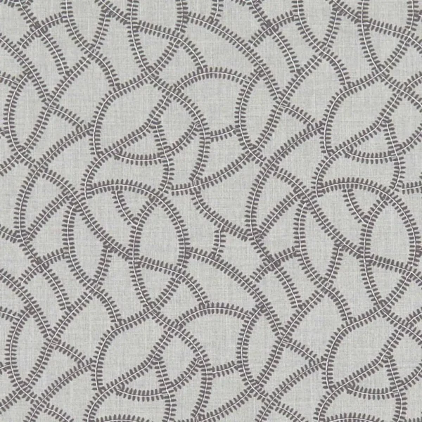 Panache Fabric - Charcoal by black-grey geometric embroideried fabric from Clarke & Clarke