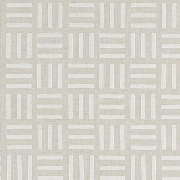 Parallel Fabric - Ivory by brown geometric embroideried fabric from Clarke & Clarke