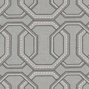 black-grey geometric embroideried fabric from Clarke & Clarke