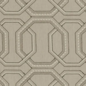 brown geometric embroideried fabric from Clarke & Clarke