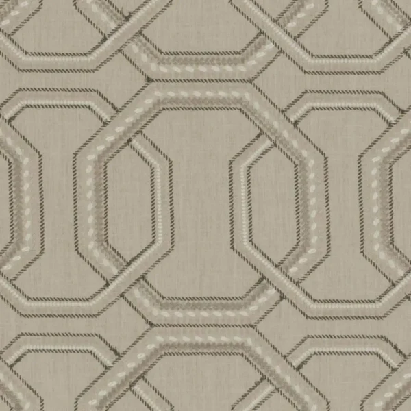 Repeat Fabric - Linen by brown geometric embroideried fabric from Clarke & Clarke