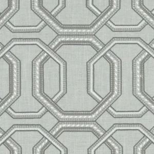 black-grey geometric embroideried fabric from Clarke & Clarke