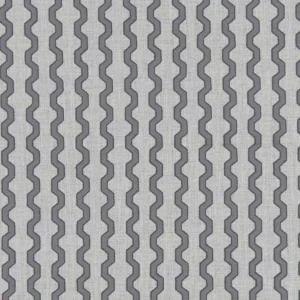 black-grey geometric embroideried fabric from Clarke & Clarke