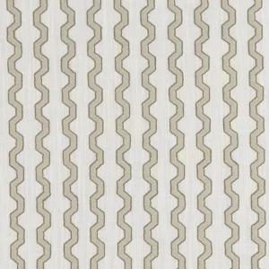 brown geometric embroideried fabric from Clarke & Clarke