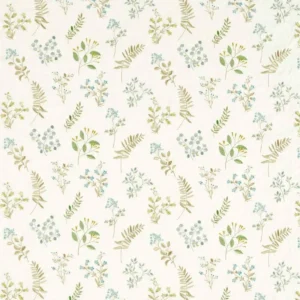 green botanical embroideried fabric from Clarke & Clarke