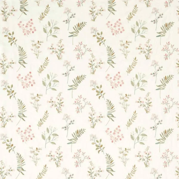 Brigitte Fabric - Blush by pink botanical embroideried fabric from Clarke & Clarke