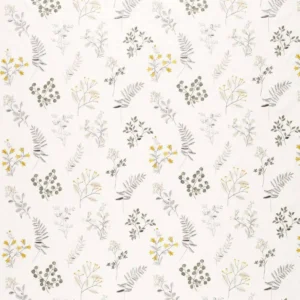 black-grey botanical embroideried fabric from Clarke & Clarke