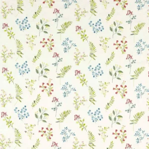 blue botanical embroideried fabric from Clarke & Clarke