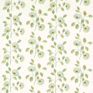 green botanical embroideried fabric from Clarke & Clarke