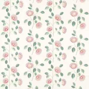 pink botanical embroideried fabric from Clarke & Clarke