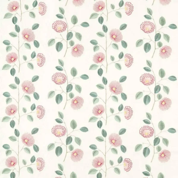 Monique Fabric - Blush / Raspberry by pink botanical embroideried fabric from Clarke & Clarke