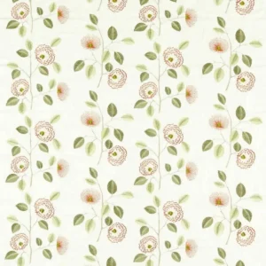 green botanical embroideried fabric from Clarke & Clarke