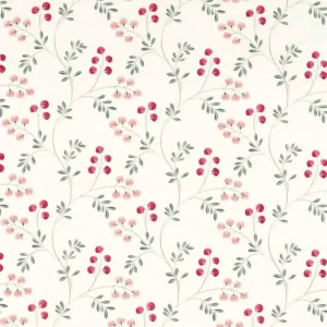 red botanical embroideried fabric from Clarke & Clarke