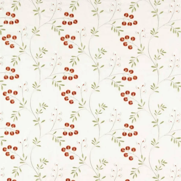 Rochelle Fabric - Spice by white botanical embroideried fabric from Clarke & Clarke