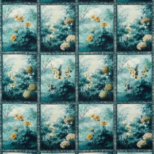 blue botanical printed fabric from Clarke & Clarke