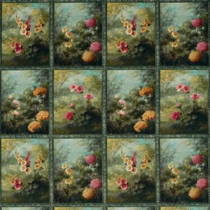 multicolour botanical velvet-chenille fabric from Clarke & Clarke
