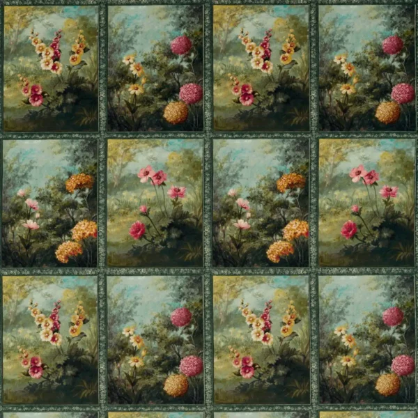 multicolour botanical velvet-chenille fabric from Clarke & Clarke