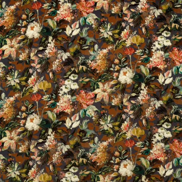 Lilum Fabric - Russet / Noir swatch