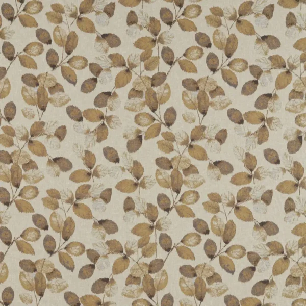 orange botanical jacquard fabric from Clarke & Clarke