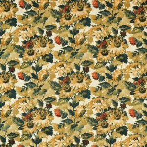yellow botanical printed fabric from Clarke & Clarke