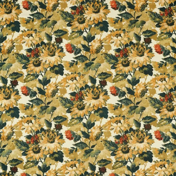 Sunforest Fabric - Olive / Russet swatch