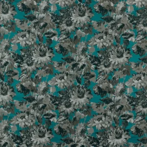 blue botanical jacquard fabric from Clarke & Clarke