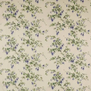 blue botanical cotton fabric from Colefax & Fowler