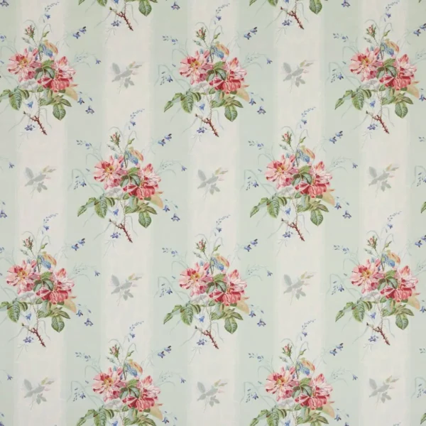 Gallica Fabric - Pink / Aqua by blue botanical cotton fabric from Colefax & Fowler