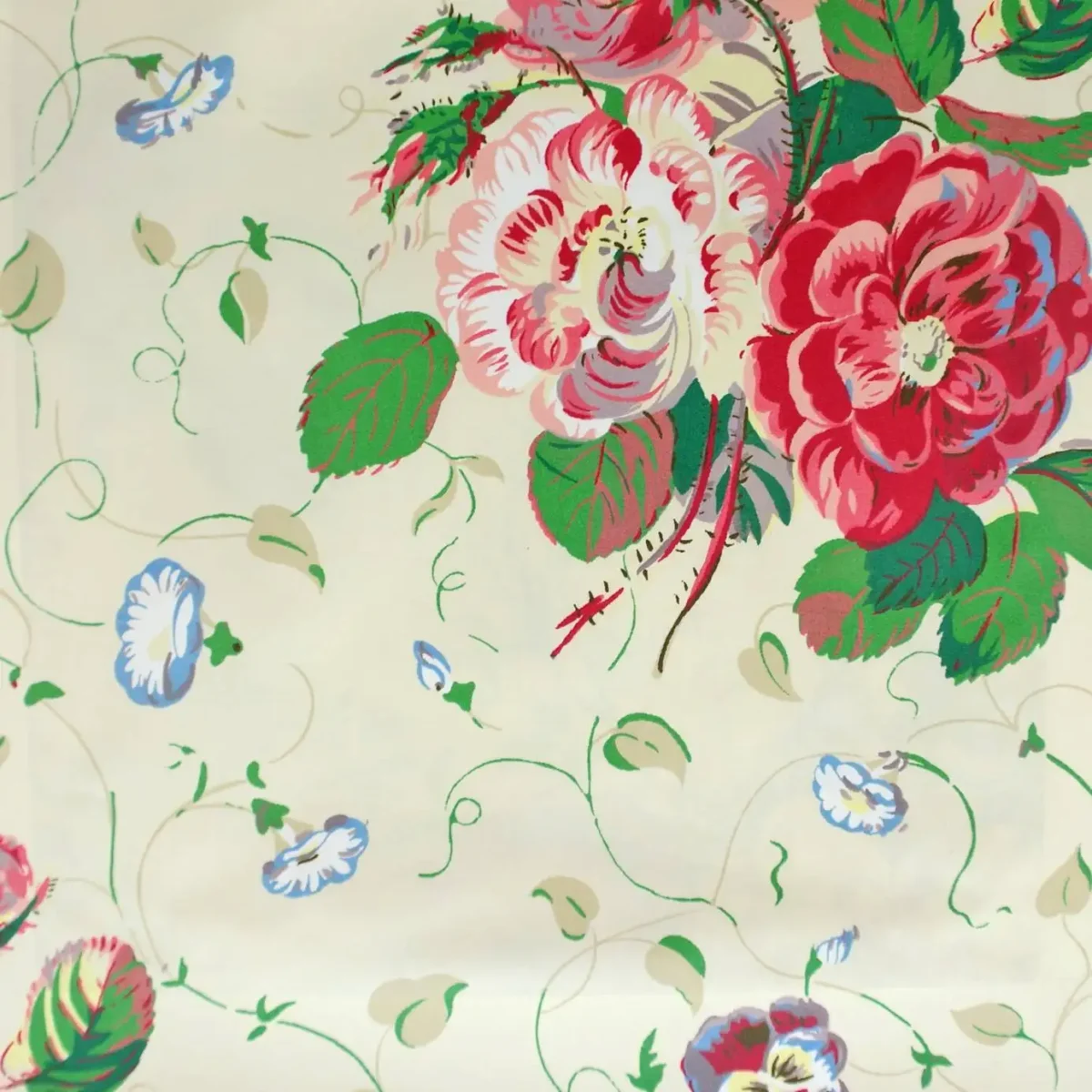 Roses and Pansies Fabric - Red by Roses and Pansies Fabric - Red from