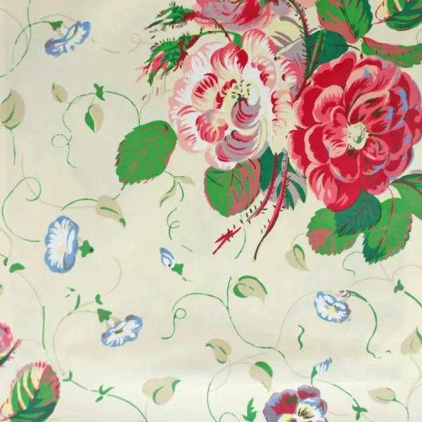 Roses and Pansies Fabric - Red by Roses and Pansies Fabric - Red from