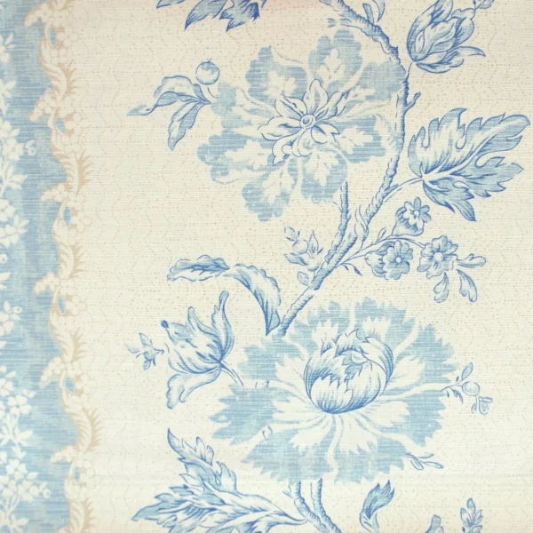 blue botanical cotton fabric from Colefax & Fowler