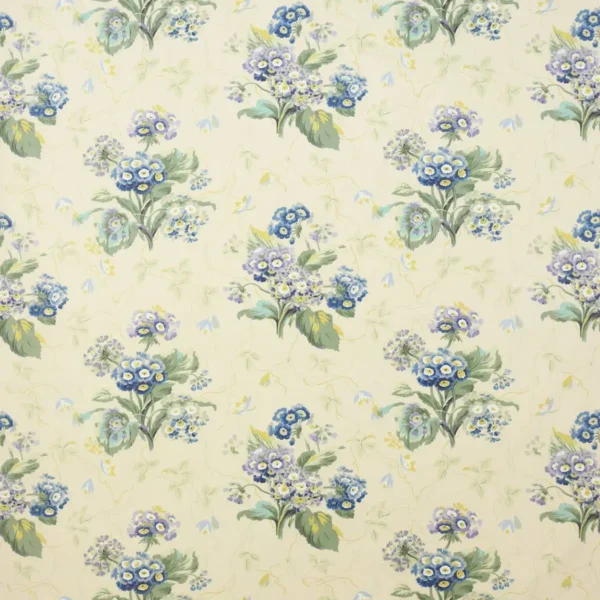 Maybury Fabric - Blue / Green by blue botanical linen fabric from Colefax & Fowler