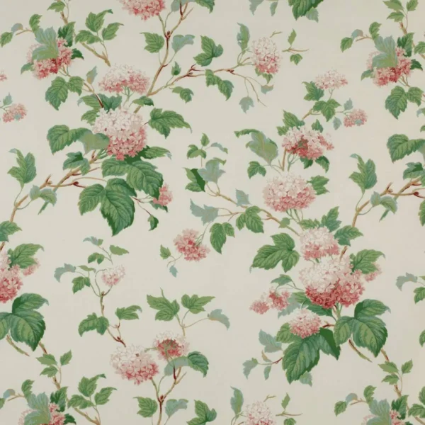 Chantilly Fabric - Pink / Green by green botanical cotton fabric from Colefax & Fowler