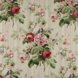 red botanical cotton fabric from Colefax & Fowler