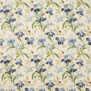 blue botanical cotton fabric from Colefax & Fowler