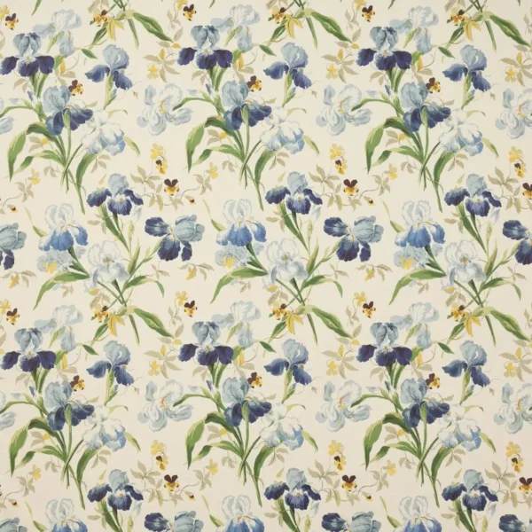 Beaufort Fabric - Blue / Green by blue botanical cotton fabric from Colefax & Fowler