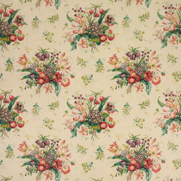 Alicia Chintz Fabric - Pink / Green by multicolour botanical cotton fabric from Colefax & Fowler