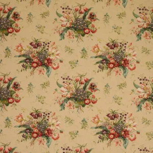 red botanical cotton fabric from Colefax & Fowler