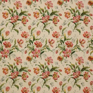 red botanical cotton fabric from Colefax & Fowler