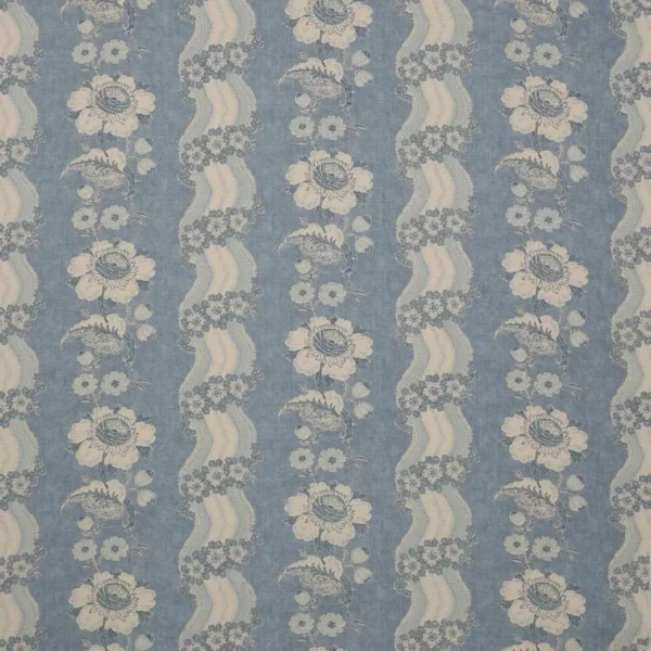 blue botanical linen fabric from Colefax & Fowler