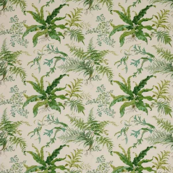 green botanical cotton fabric from Colefax & Fowler