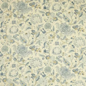 blue botanical linen fabric from Colefax & Fowler