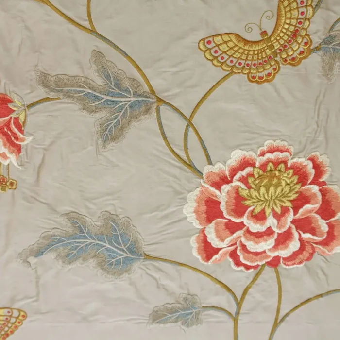 Oriental Poppy Fabric - Silver swatch