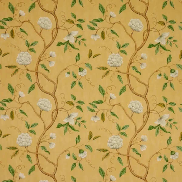 Snow Tree Fabric - Gold by yellow botanical linen fabric from Colefax & Fowler