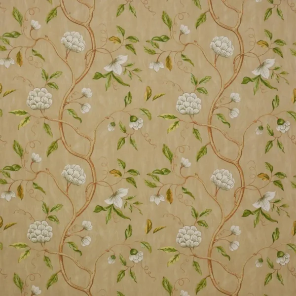 neutral botanical linen fabric from Colefax & Fowler