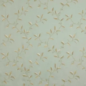 blue botanical embroideried fabric from Colefax & Fowler