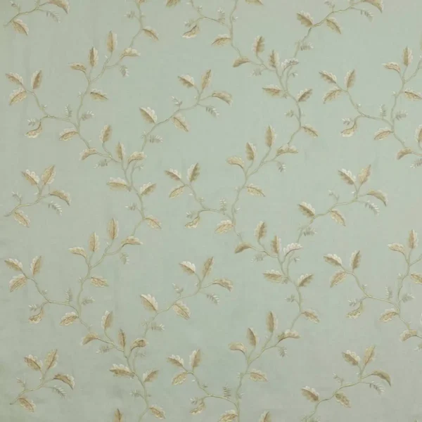 Oakham Linen Fabric - Old Blue by blue botanical embroideried fabric from Colefax & Fowler