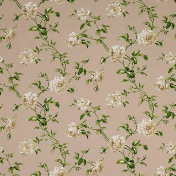 brown botanical linen fabric from Colefax & Fowler